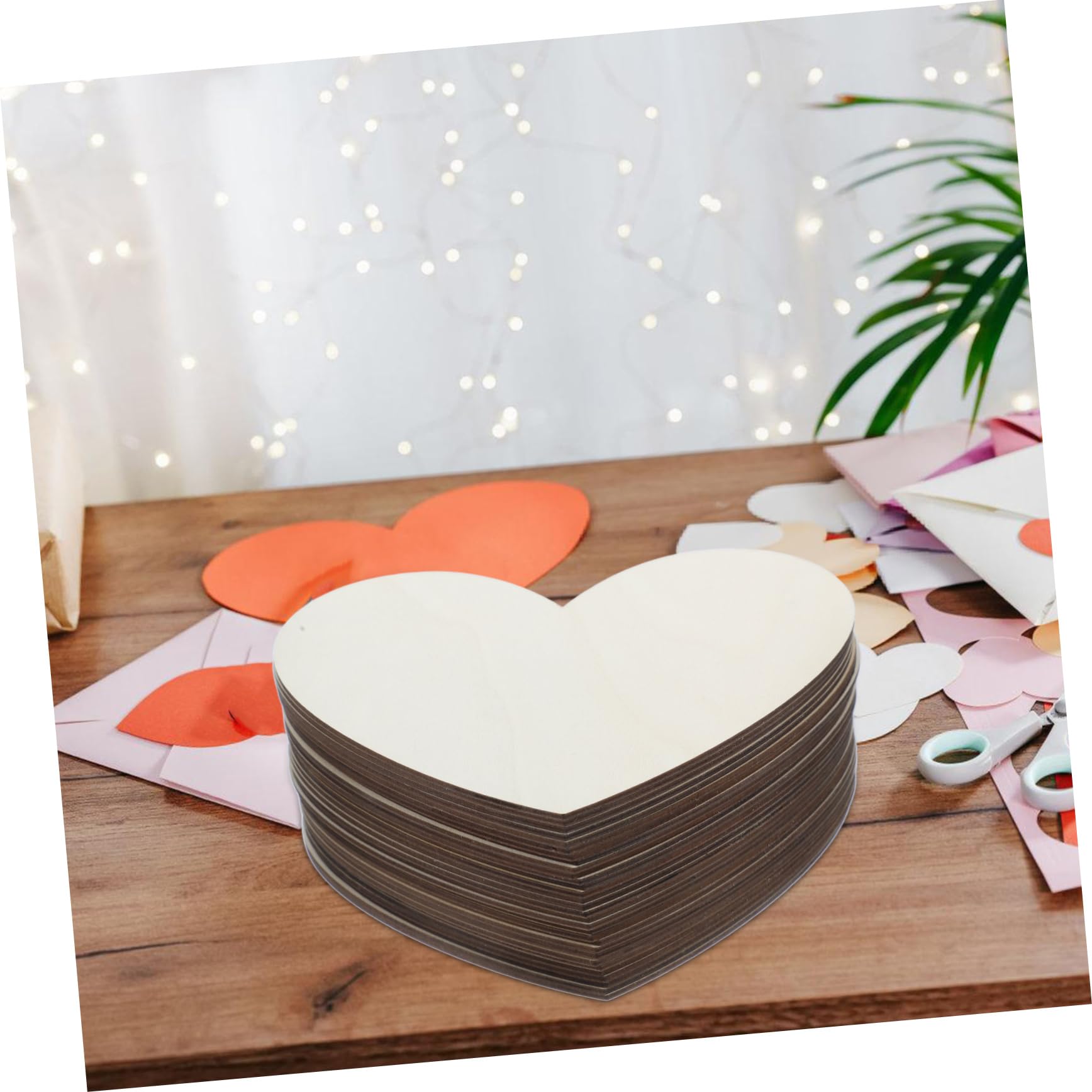 Lurrose Lot de 30 Grandes Découpes de Cœurs en Bois Non Fournitures D'artisanat pour Projets de Décoration de Mariage