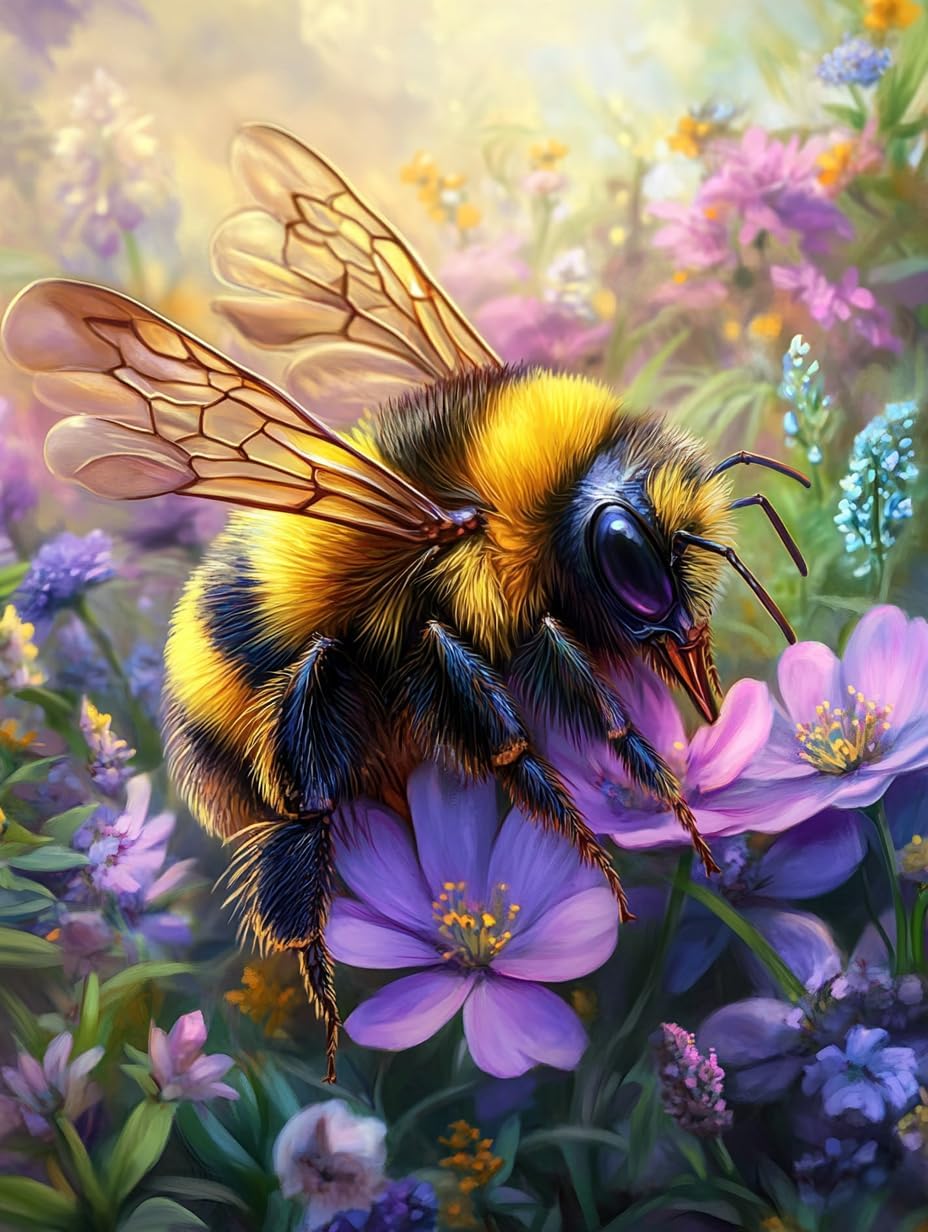DIY Bumble Bee 11CT Pre-Printed Cross Stitch Kit for Adults & Beginners, Easy Needlepoint Pattern for DIY Home Décor & Crafts 396
