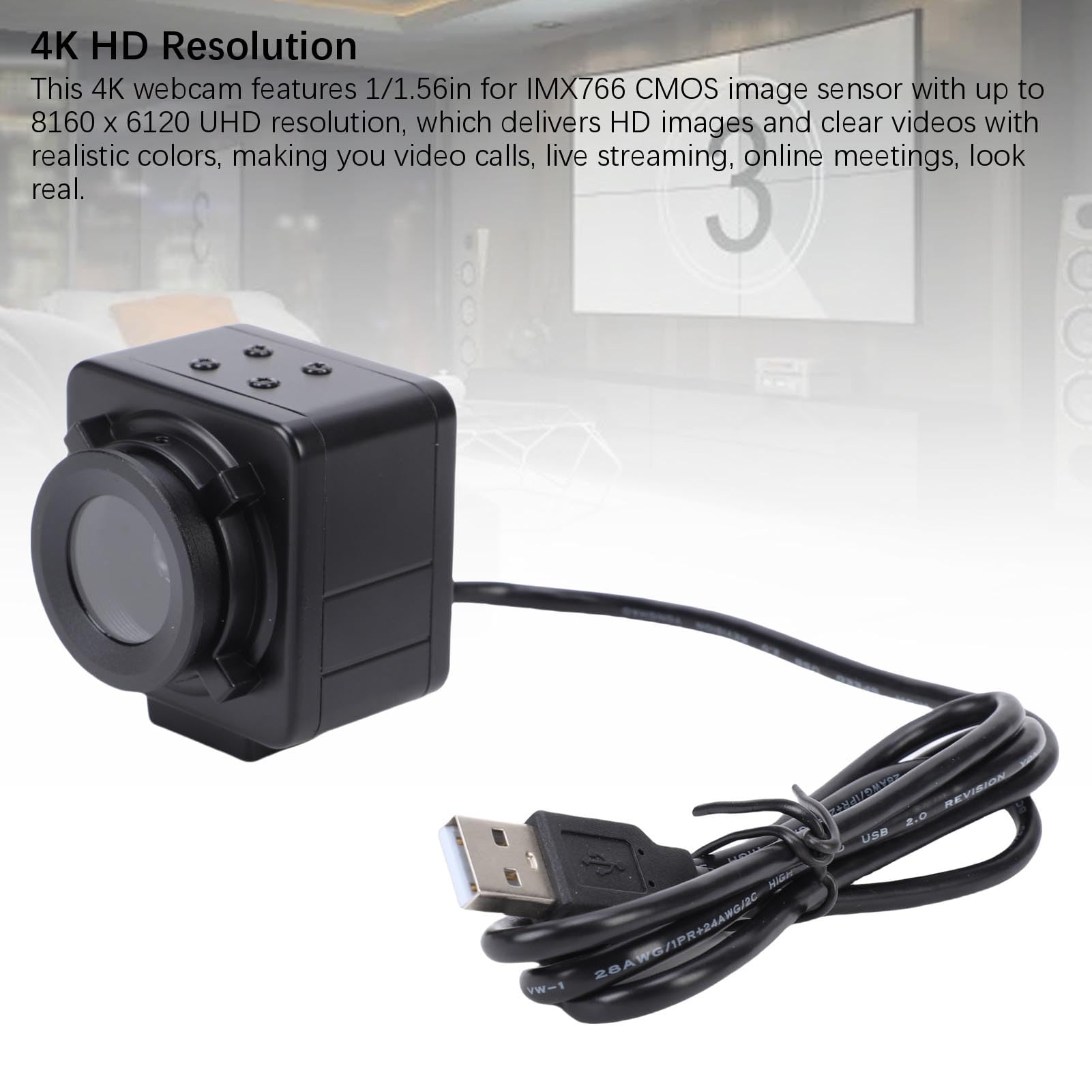 4K USB Kamera, Ultra HD 1/1,56 Cali Czujnik 50 MP Resolution Auto Focus Subste Web Camera