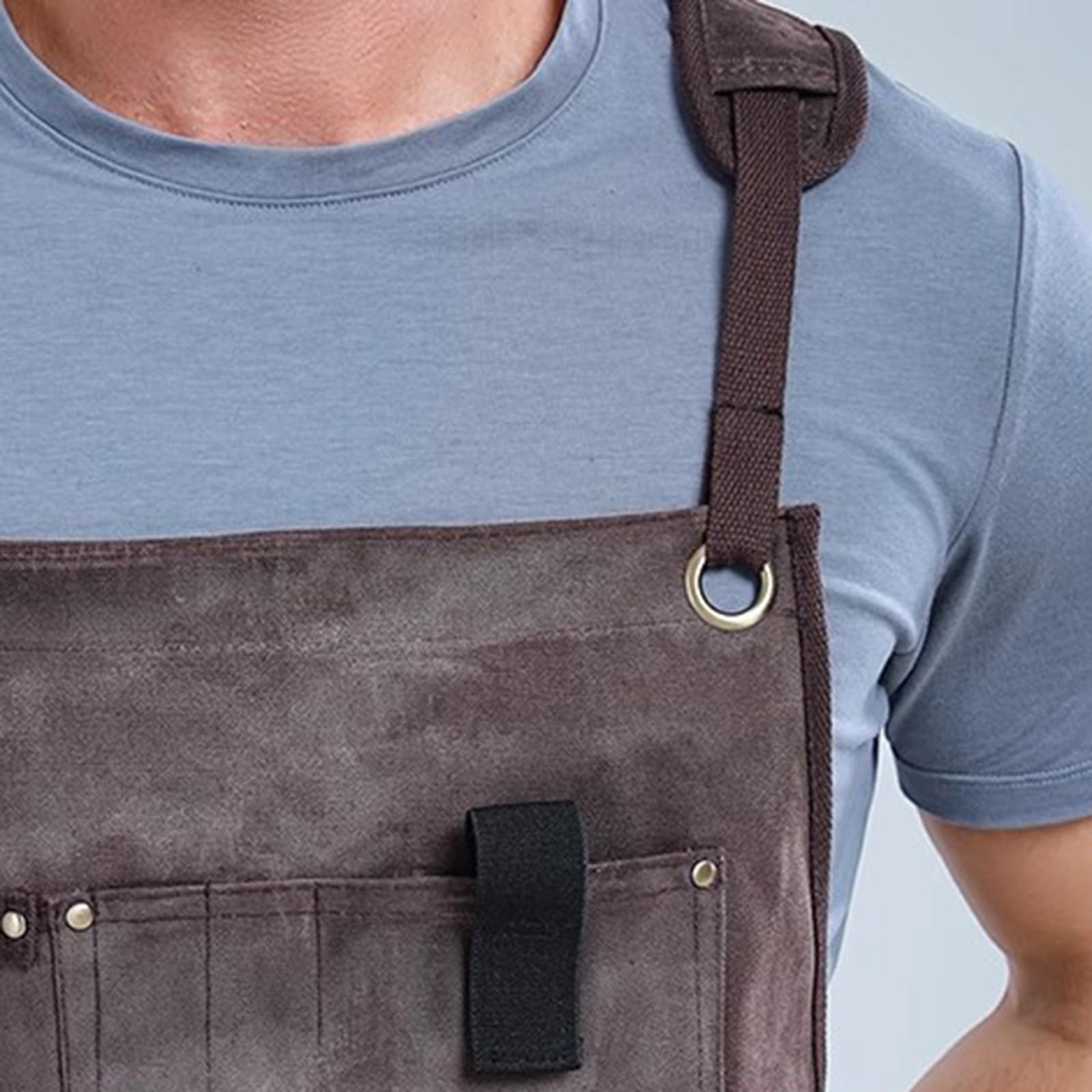 Delantal De Trabajo Hombre, con Correas para Los Hombros Y Hebilla Ajustable, Delantal De Carpintería con Bolsillos Grey,One Size