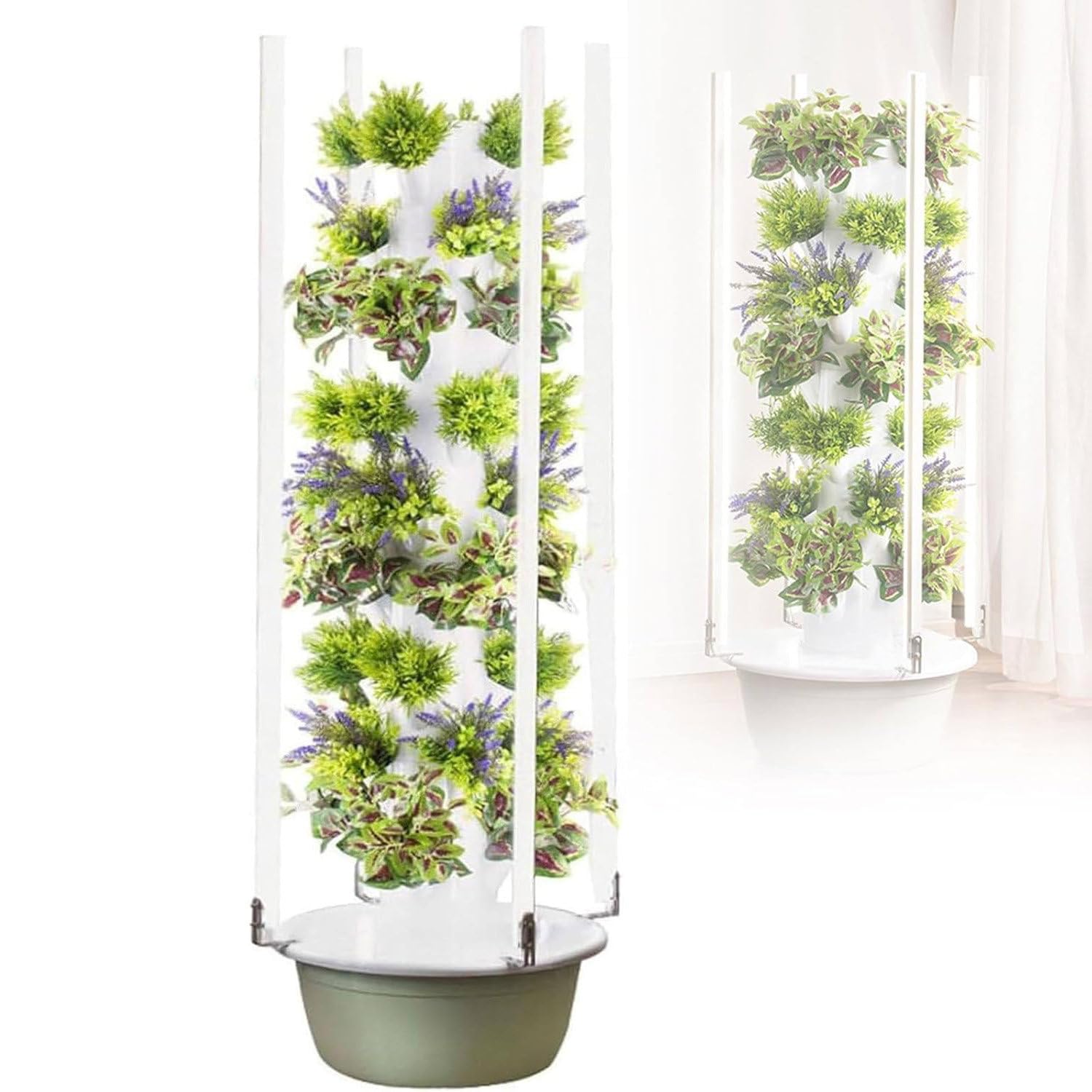 Kit de cultivo de torre hidropónica vertical para hierbas, frutas y verduras, sistema aeropónico completo con bomba, temporizador, macetas de red, 36 cápsulas para jardinería interior