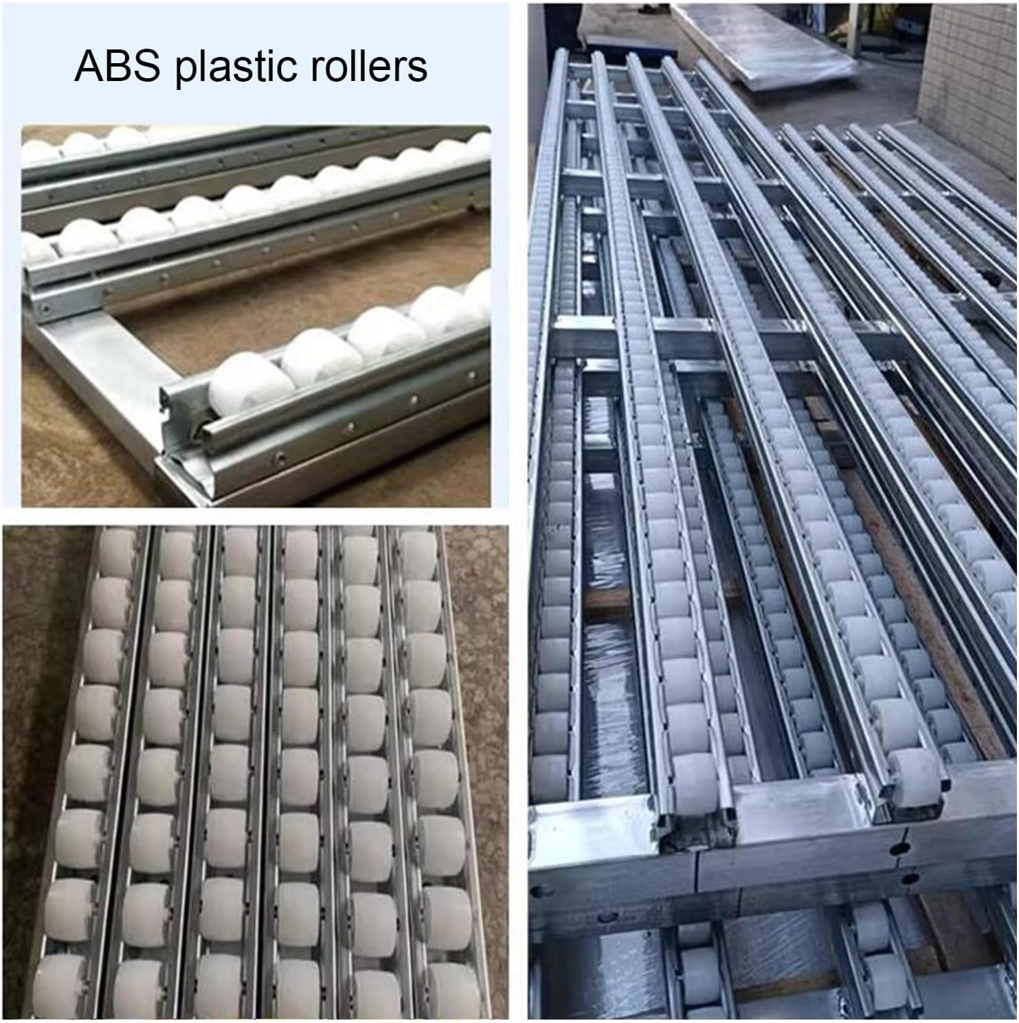 Depositi per sistemi di trasporto per magazzini leggeri con rullo in plastica ABS (5 set di guide lunghe 300 cm)