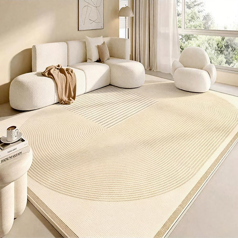 Tapis de chambre doux et moderne en descente de lit crème 120x160