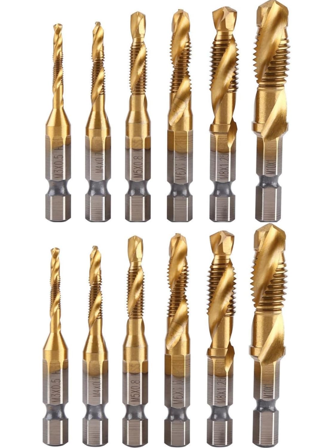 SNOKAY 12Pcs Drill and Tap Bit, HSS Tap Drill Bit Set Screw Taps Tool
