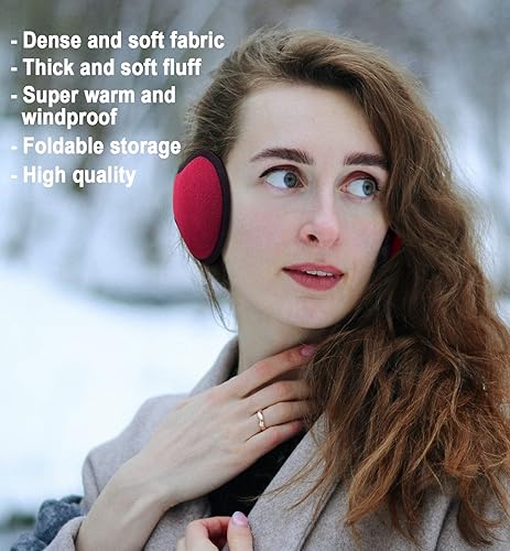 Miniatura 4 de Orejeras de invierno para hombres, unisex, plegables, de vellón, calentadores de orejas para mujer, orejeras de cuello trasero