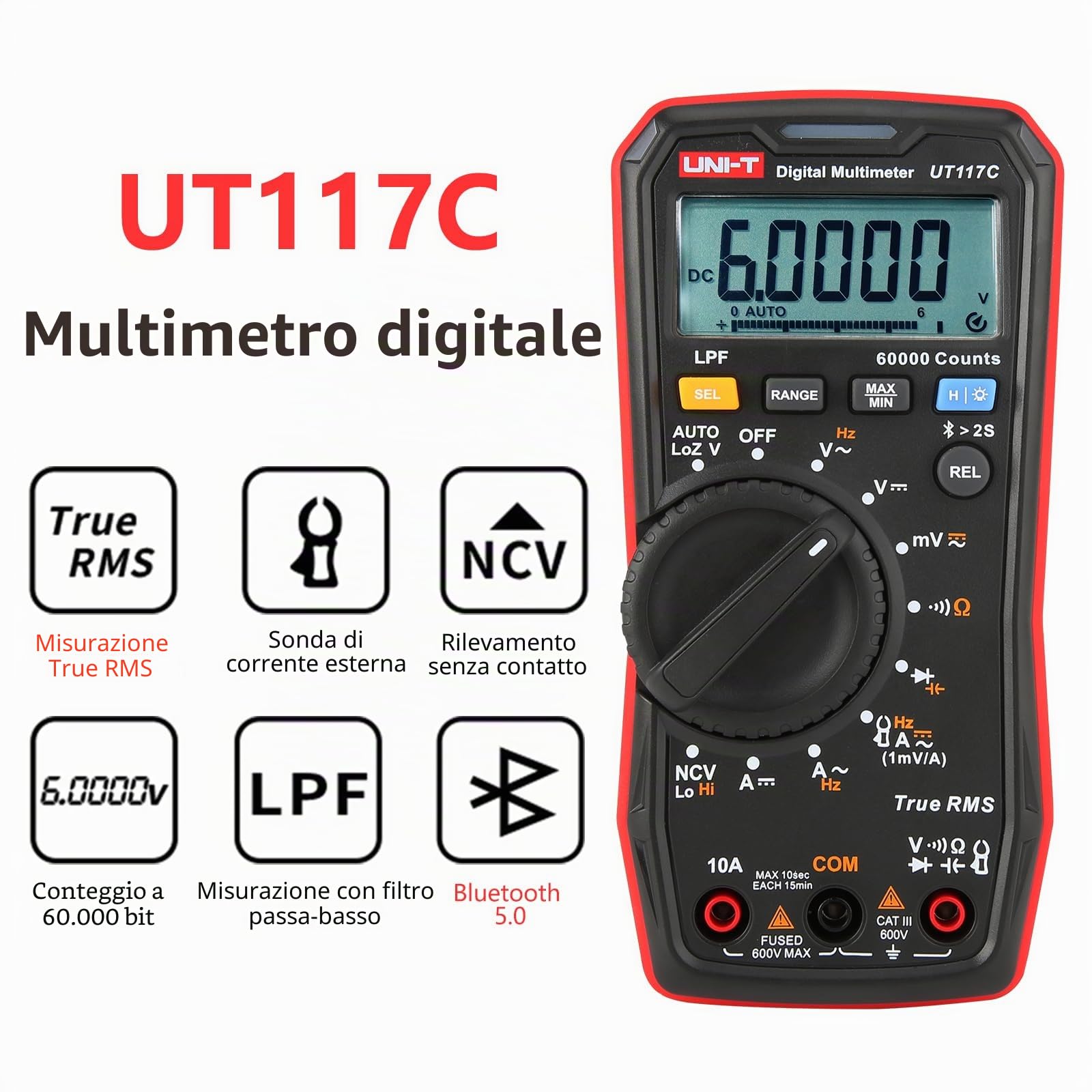 UNI-T UT117C 60000 Conta Professionale Alta Precisione Vero RMS Bluetooth Multimetro Digitale Intelligente Elettricista Metro