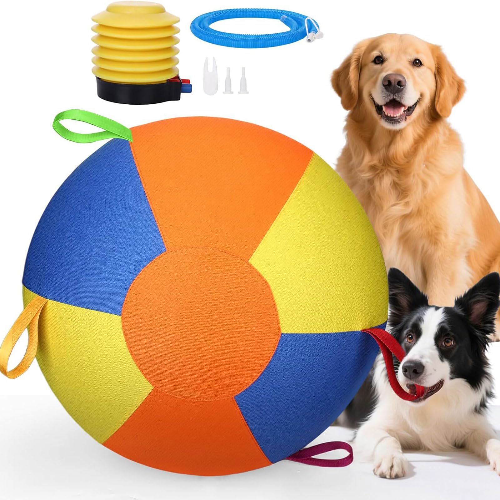 ordinarYone Balle gonflable durable pour chiens avec fermeture éclair pour un gonflage rapide et un jeu pour l'entraînement et les masticateurs agressifs