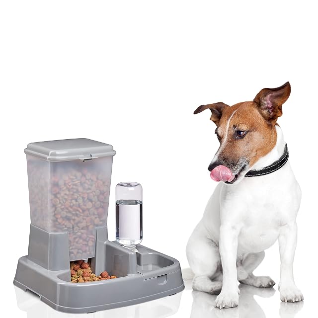 Foto 3 de 8 de Relaxdays Comedero y Bebedero Automáticos, Perros y Gatos, 4 L, Plástico, Plato Comida y Agua, 34x34,5x27,5cm