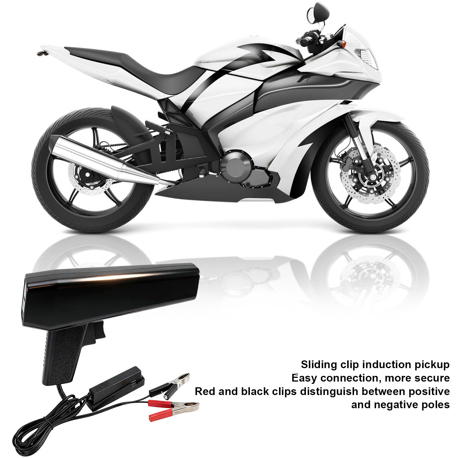 Pistola de luz de encendido con clip de sensor deslizante: lámpara estroboscópica de 6 V/12 V, pistola de tiempo de encendido con indicador digital LED para motores de gasolina de 2 y 4 tiempos