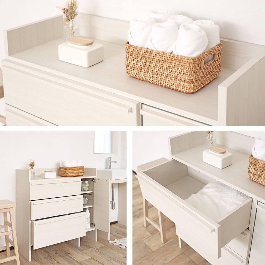 Amazon｜サニタリーチェスト 幅90cm 洗面所収納 ランドリー