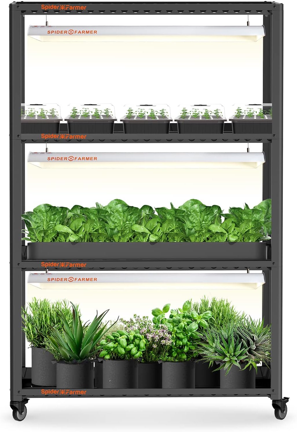 Spider Farmer SF600 Growshelves LED Grow Light Plant Stand