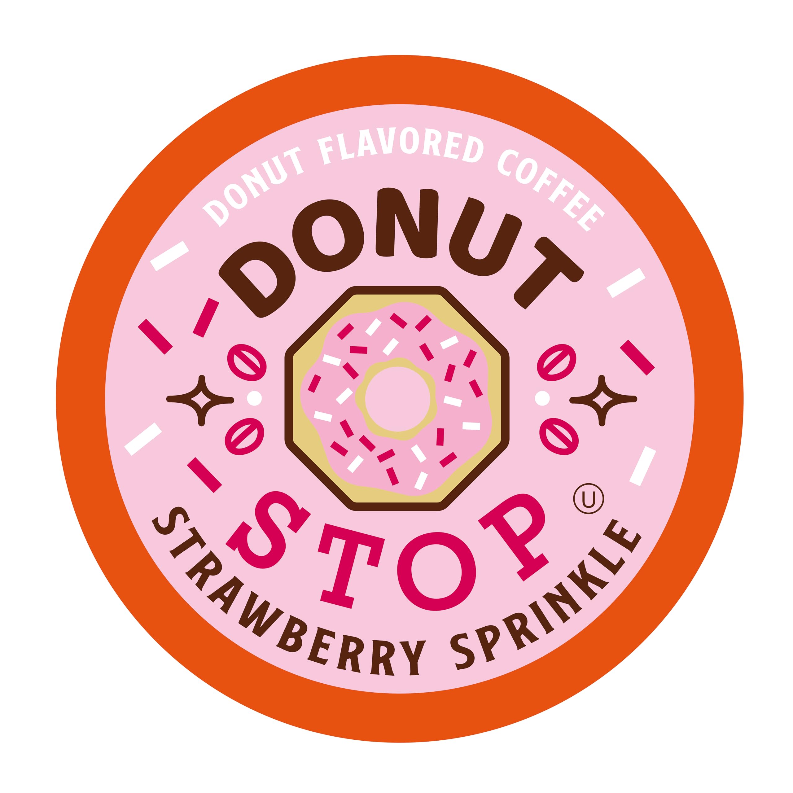 Donut Stop Medium Roast Coffee Pods, Strawberry Sprinkle Flavor, 40 Count, Compatible with 2.0 K Cup Brewers