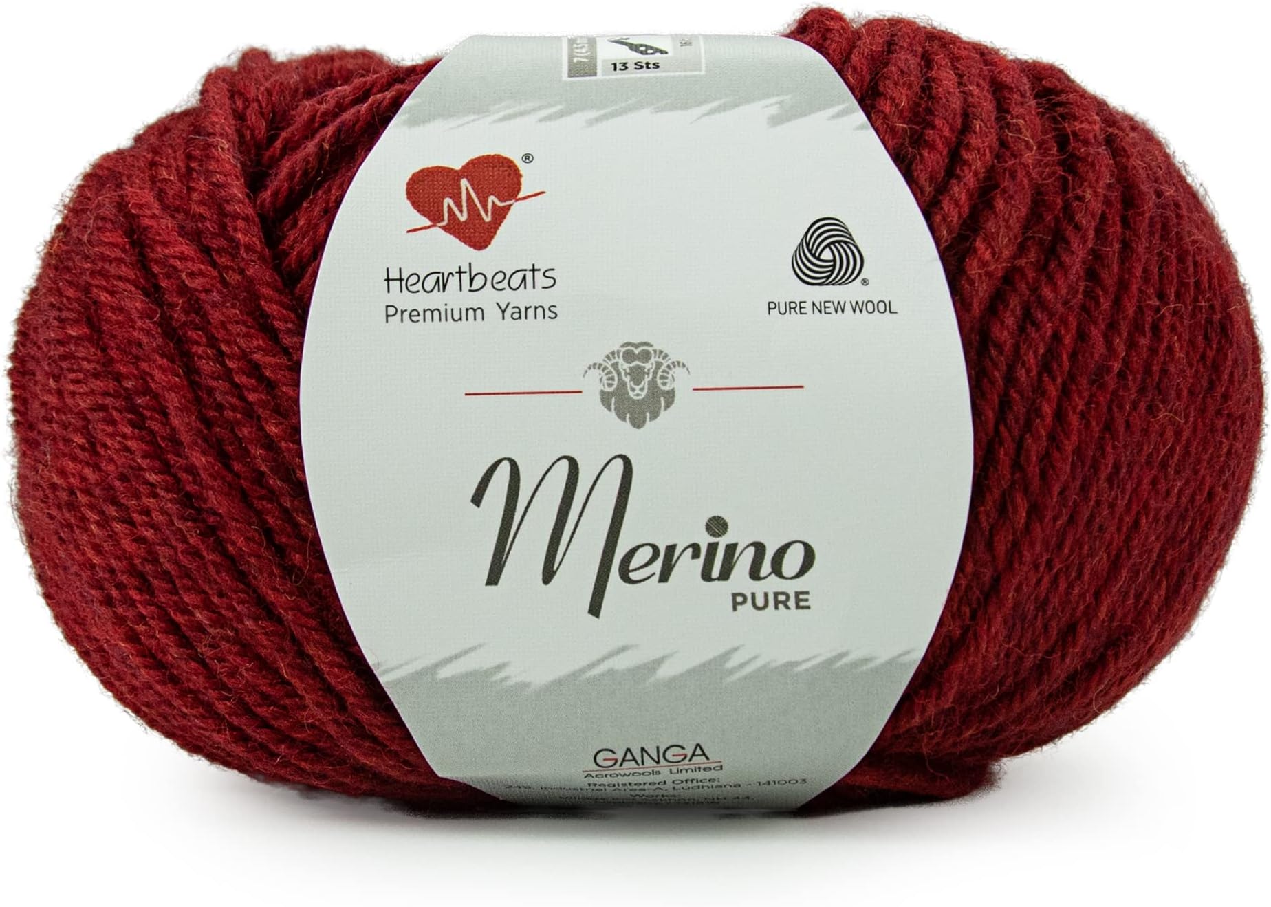 heartbeats Merino Pure is 100% Pure New Wool with Melange Effect (Wool Mark Certified). Oekotex Class 1 Certified. Pack of 2 Balls-50Gm Each. Shade No-Mnp18