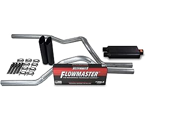 Truck Exhaust Kits - Shop Line Dual Exhaust Sytem 2.5 inch Aluminized Pipe Flowmaster 50 Series Muffler Black Tips