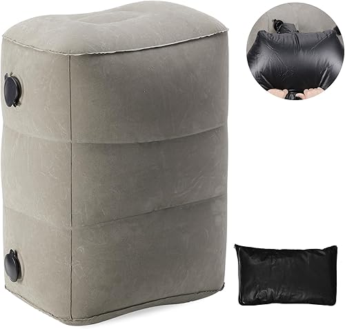 Almohada inflable para descanso de pies para viajes aéreos, almohada de descanso de pies en avión, almohada de altura ajustable para piernas para