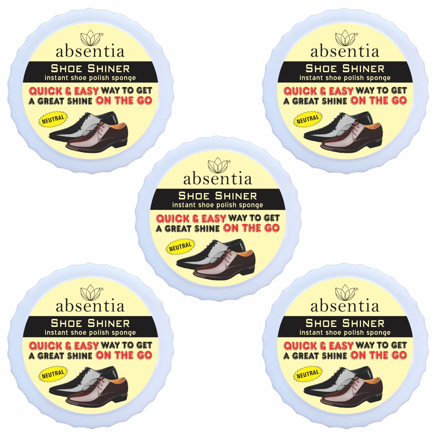 ABSENTIA® INSTANT SHOE SHINER - Pack of 5 (NEUTRAL) - FOR ALL COLOUR & TYPE OF FOOTWEARS, SOFT SPONGY FOAM, LIGHT WEIGHT (for pocket, bag, purse, drawers-at home, work, car, school bag, travelling) (B0BSVB1HW7) Amazon Price History, Amazon Price Tracker