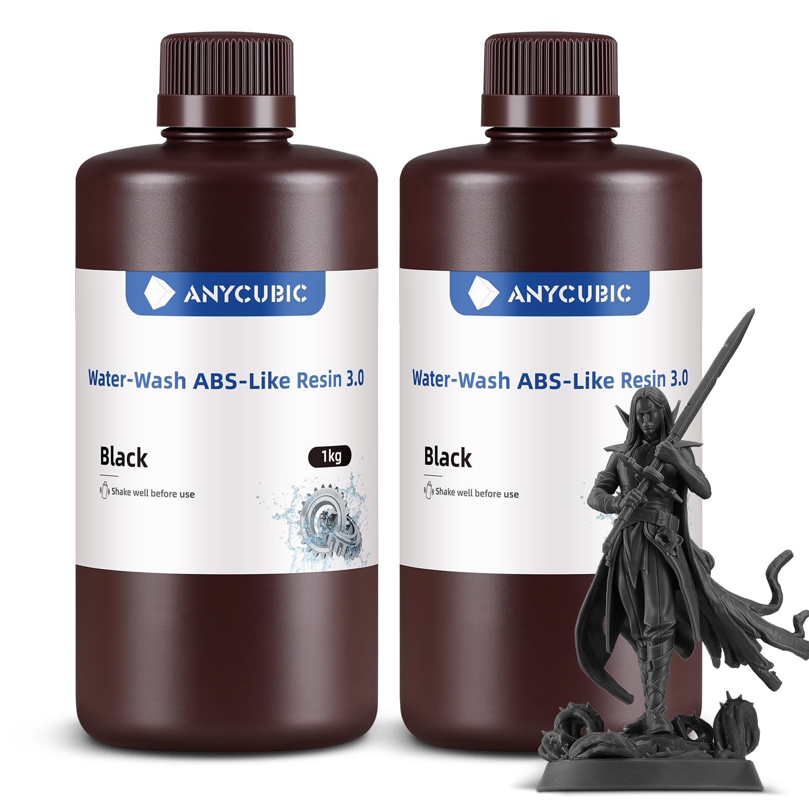 ANYCUBIC Water-Wash ABS-Like Resin 3.0, Resina para Impresoras 3D, Negro 2KG
