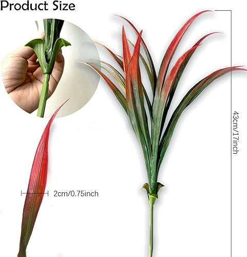 Miniatura 6 de AUMVEYI 8 piezas de plantas falsas para exteriores, resistentes a los rayos UV, plantas de césped alto artificiales, flores tropicales, arbustos,