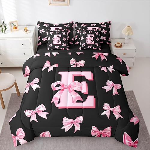 Erosebridal Pink Bow 7 Piece Bedding Set Full,Personalized L