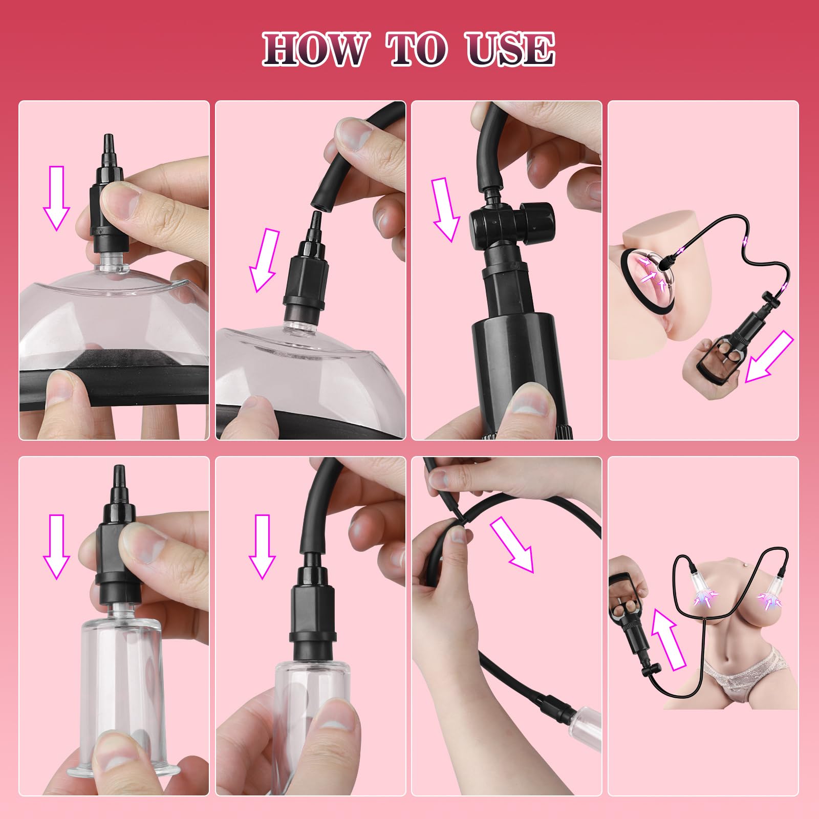 Pussy Pump Adult Sex Toys -Sex Toys for Women Nipple Toys & Vagina Toys - BDSM Nipple Sucking & Pussy Pump with 4 Cups,Clitoral Pumps Enhance Sensation, Increase Female Sexual Adult Sex Toy & Games