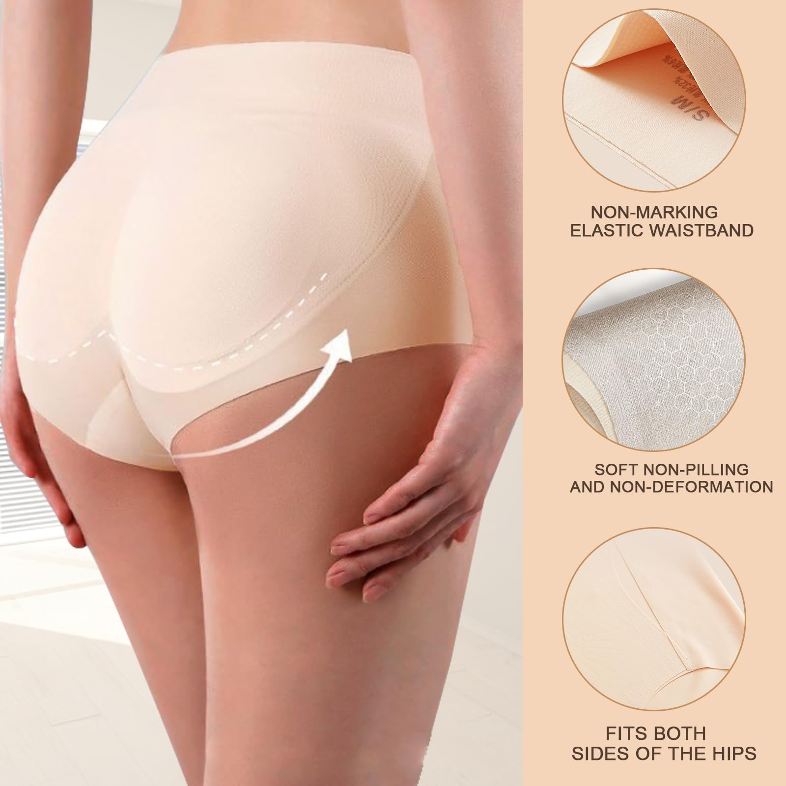 Damen Butt Lifter Po Push Up Unterhose Gepolsterter Unterwäsche Fake Ass Hüfte Butt Lifter Shapers Bauchweg Miederhose Nahtlose Shapewear Hip Enhance Figurformender Höschen