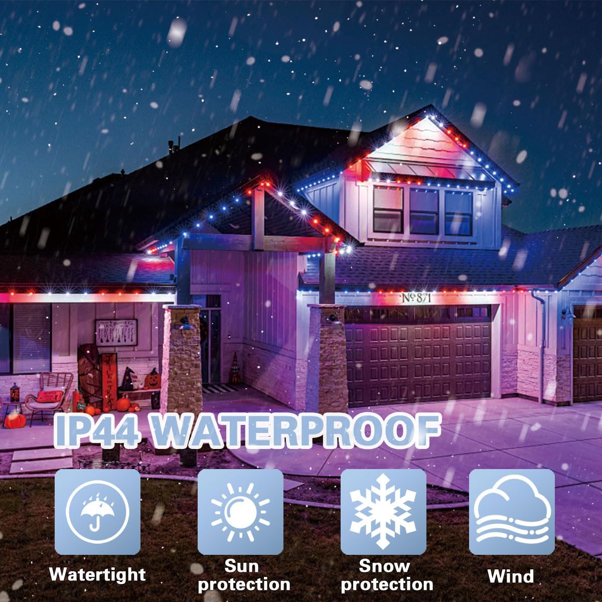 LAMPHOME 33ft Red White Blue String Lights, 100LED 4th of July Patriotic Fairy Lights Plug in,16 Lighting Modes with timer Starry Lights for Outdoor Tree Independence Day Memorial Day tree Party Decor
