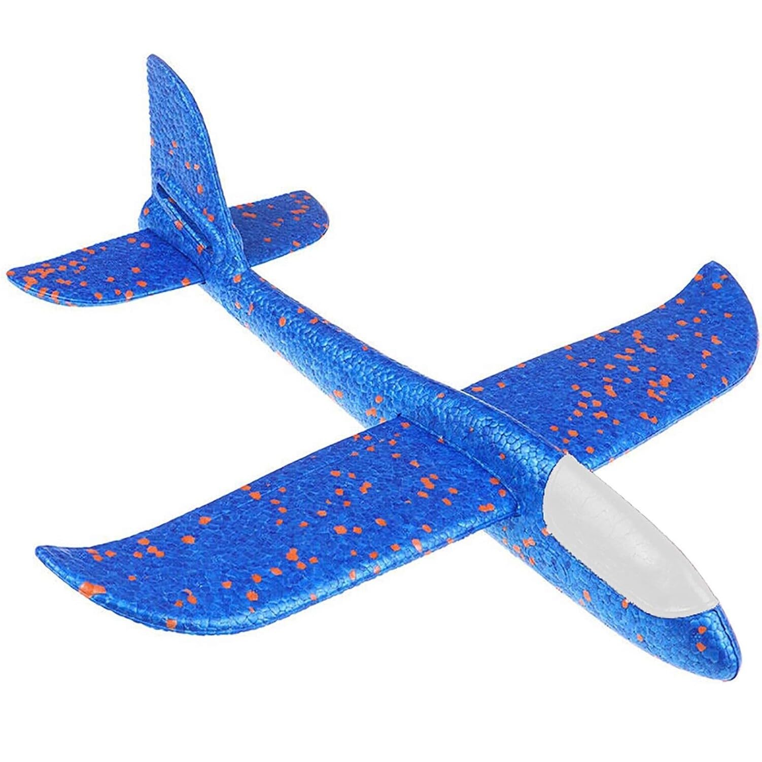 Quickdraw Foam Glider Plane 48cm Large Kids Hand Throw Airplane Toy Outdoor Flying Glider Aircraft Stunt Plane 2 Flight Modes Garden Beach Park Aeroplane Toy Red Blue (Blue)