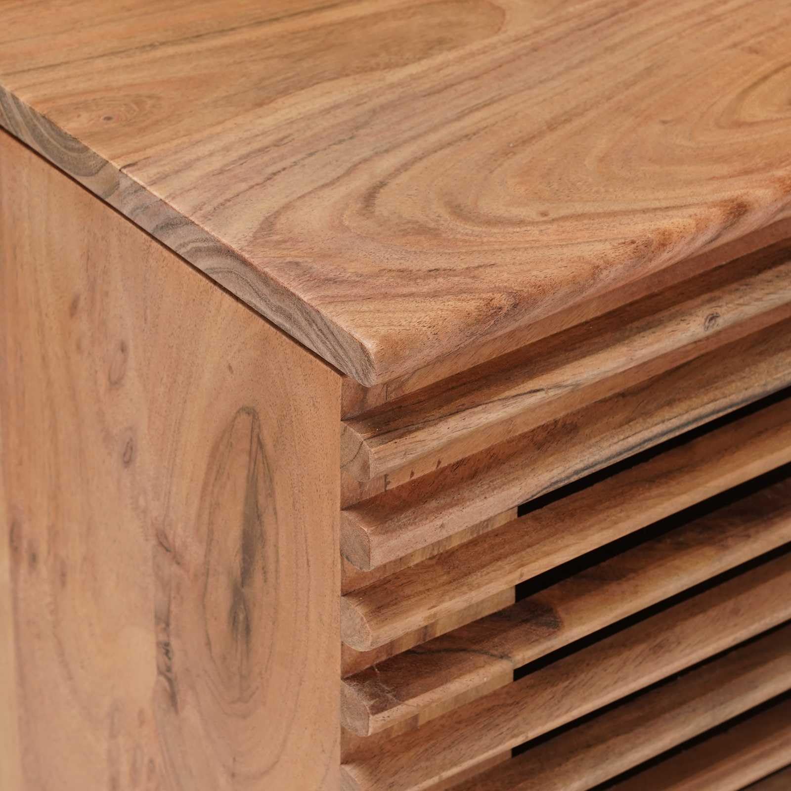 Aufbewahrungsbox Akazienholz Natur 85x40x46 cm | Massivholz und Holzwerkstoff, offenes Design, für Zeitschriften und Decken, 1 Stück