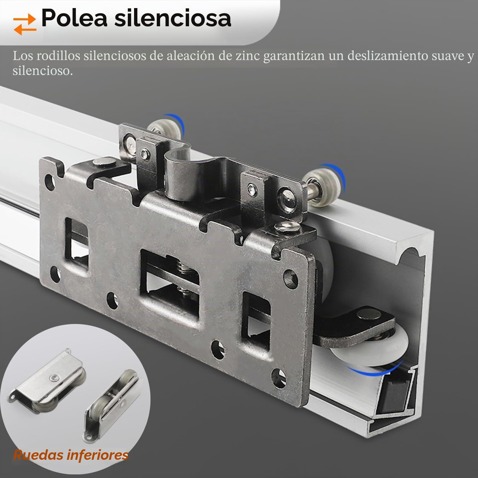 Kit de herrajes invisibles para puertas correderas con mecanismo de cierre suave para armarios modernos y puertas empotrables