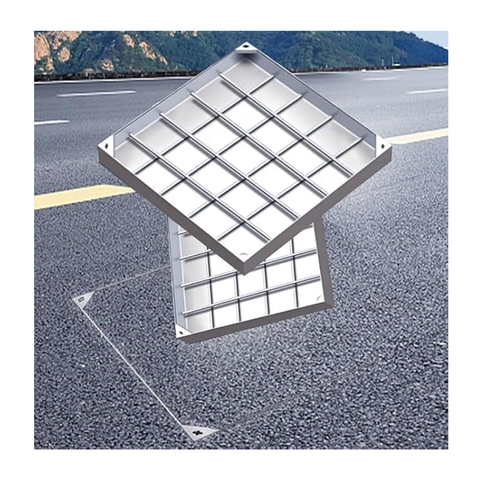 GJMSSMY Stainless Steel 304 Invisible Square Manhole Cover & Frame, Weatherproof Access Lid, 8cm, 90x90cm (35.4x35.4in) -, Seamless Design for Outdoor Use
