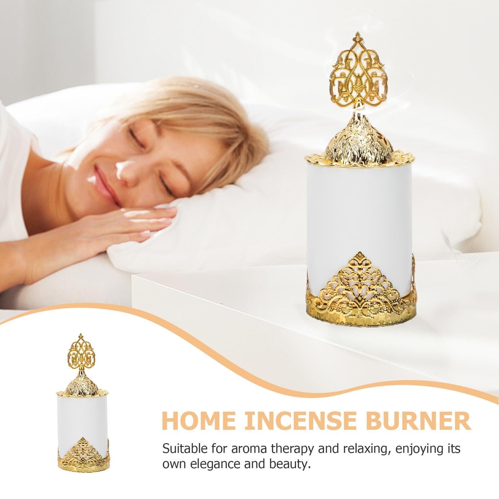 Porta incenso in ceramica – Bianco opaco – Censire arabo mediorientale – Base aromaterapia da scrivania per decorazione soggiorno