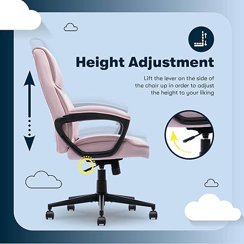 Miniatura 96 de Serta® Hannah Silla ejecutiva para oficina en casa, ergonómica de respaldo medio con soporte lumbar, cojín de asiento firme, almohadas corporales