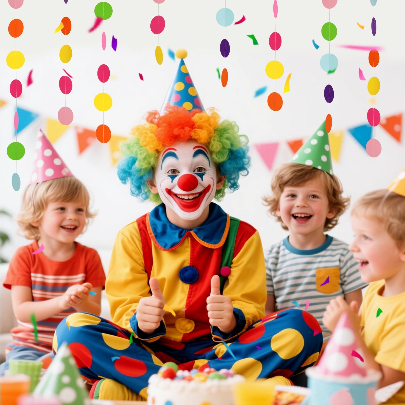 12 m papieren slinger, kleurrijke planeten, decoratie, regenboogkleuren, ronde slingers, decoratie, banner, verjaardagskinderen, hangende feestdecoratie, slinger, feestdecoraties