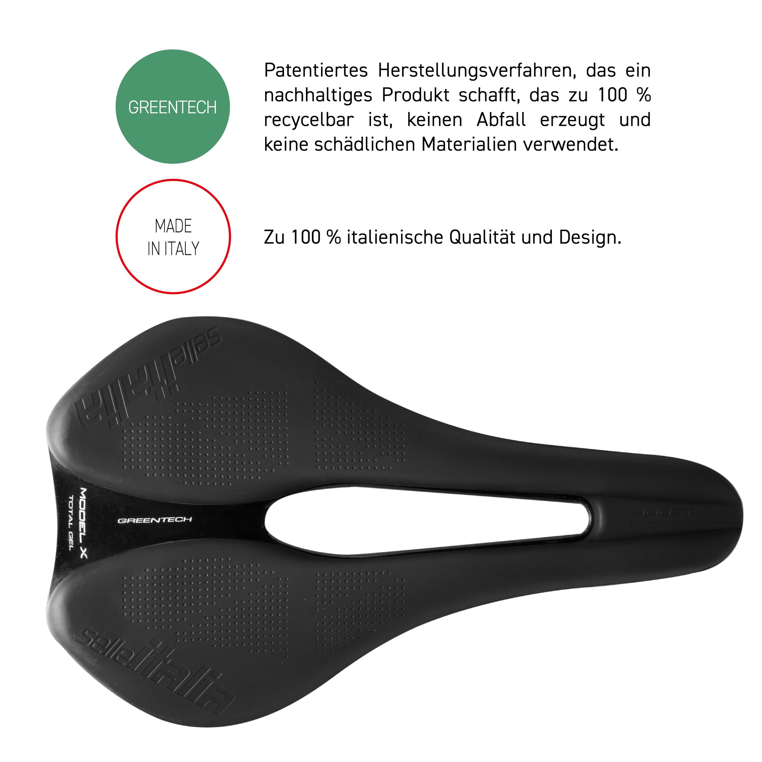 Selle Italia Model X - Fahrradsattel, 100% nachhaltig, Komfortables Straßengel und Superflow-Loch, Future Rides Green