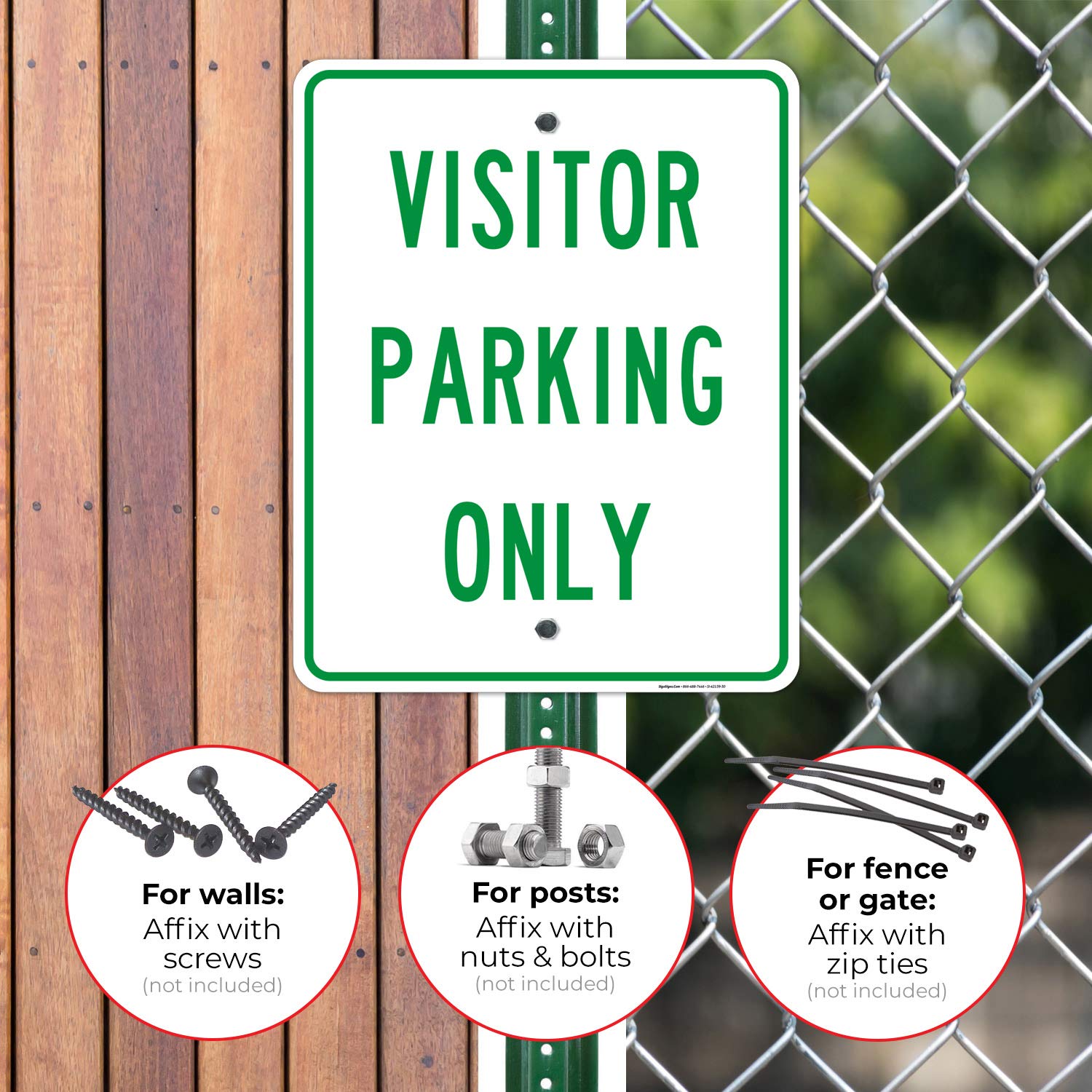 Visitor Parking Only Sign, No Parking Sign, 24x30 Inches, Rust Free .063 Aluminum, Fade Resistant, Indoor/Outdoor Use, Made in USA