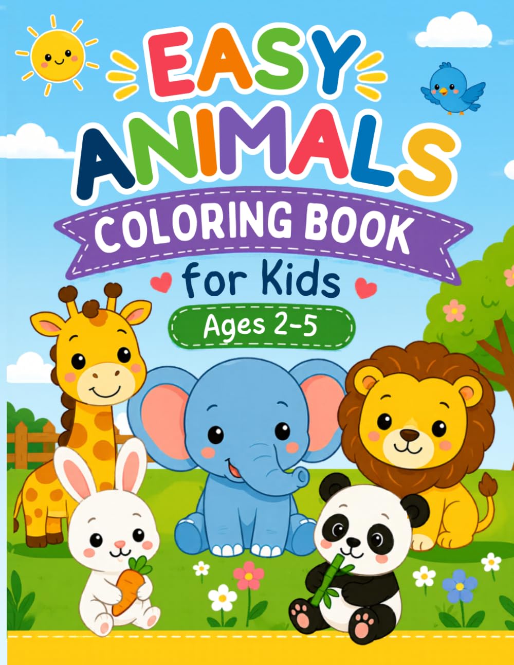 Easy Animals Coloring Book for Kids Ages 2-5