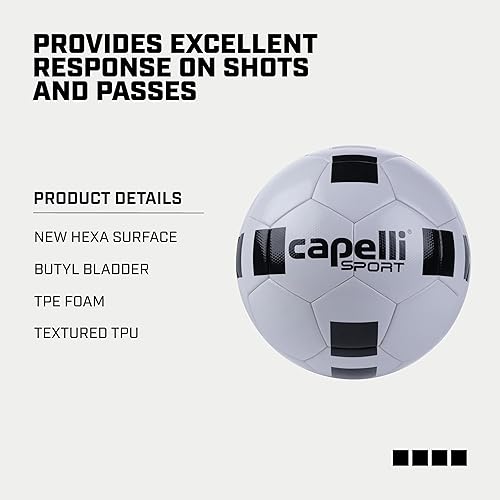 Miniatura 4 de Capelli Sport Balón de fútbol tamaño 5, 4 cubos de competición clásica Elite pelota de fútbol para jugadores jóvenes y adultos, entrenamiento al