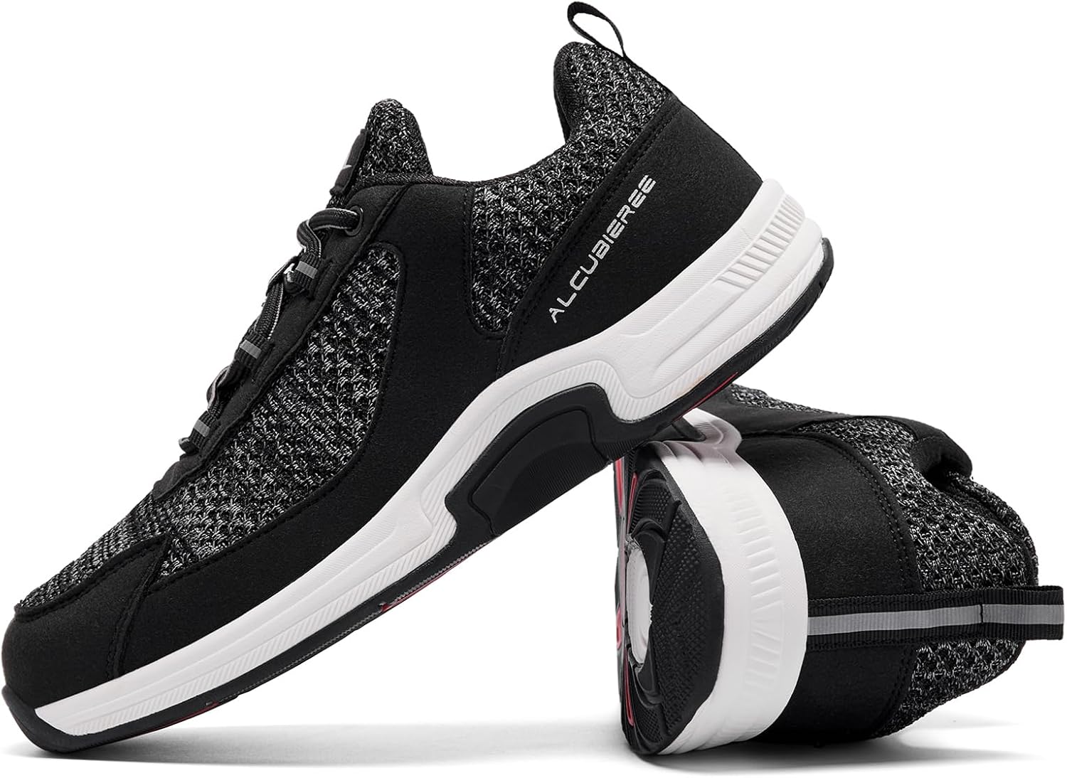 alcubieree Men's Orthopedic Slip On Walking Shoes Arch Support for Plantar Fasciitis Non-Slip Rubber Sole Lightweight Breathable Sneakers Black Size 7 - Image 9