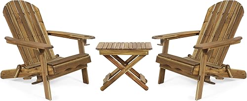 Christopher Knight Home Raymond - Juego de chat plegable de madera de acacia para exteriores, 2 plazas, natural