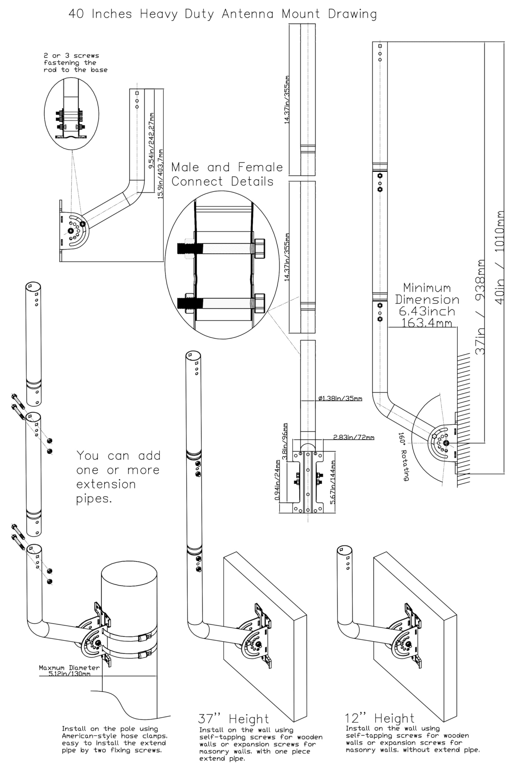 Support de montage universel avec 2 boucles, pont sans fil en métal massif pour intérieur et extérieur, point d'accès AP, client CPE CCTV/IP caméra de sécurité dôme PTZ