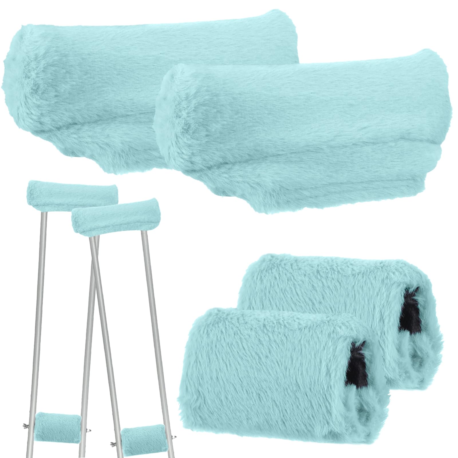 Threlaco Crutches Padding Universal Crutch Pads for Armpits and Hand Cushion Soft Fluffy Covers Accessories Sets for Underarm Armpits and Handles (Green)