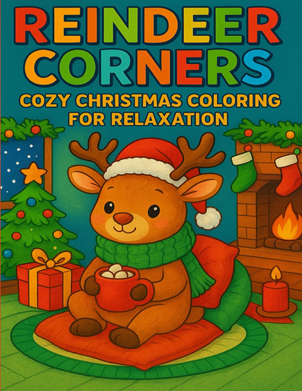 Reindeer Corners: Cozy Christmas Coloring for Relaxation: A Warm & Whimsical Holiday Escape for Teens and Adults