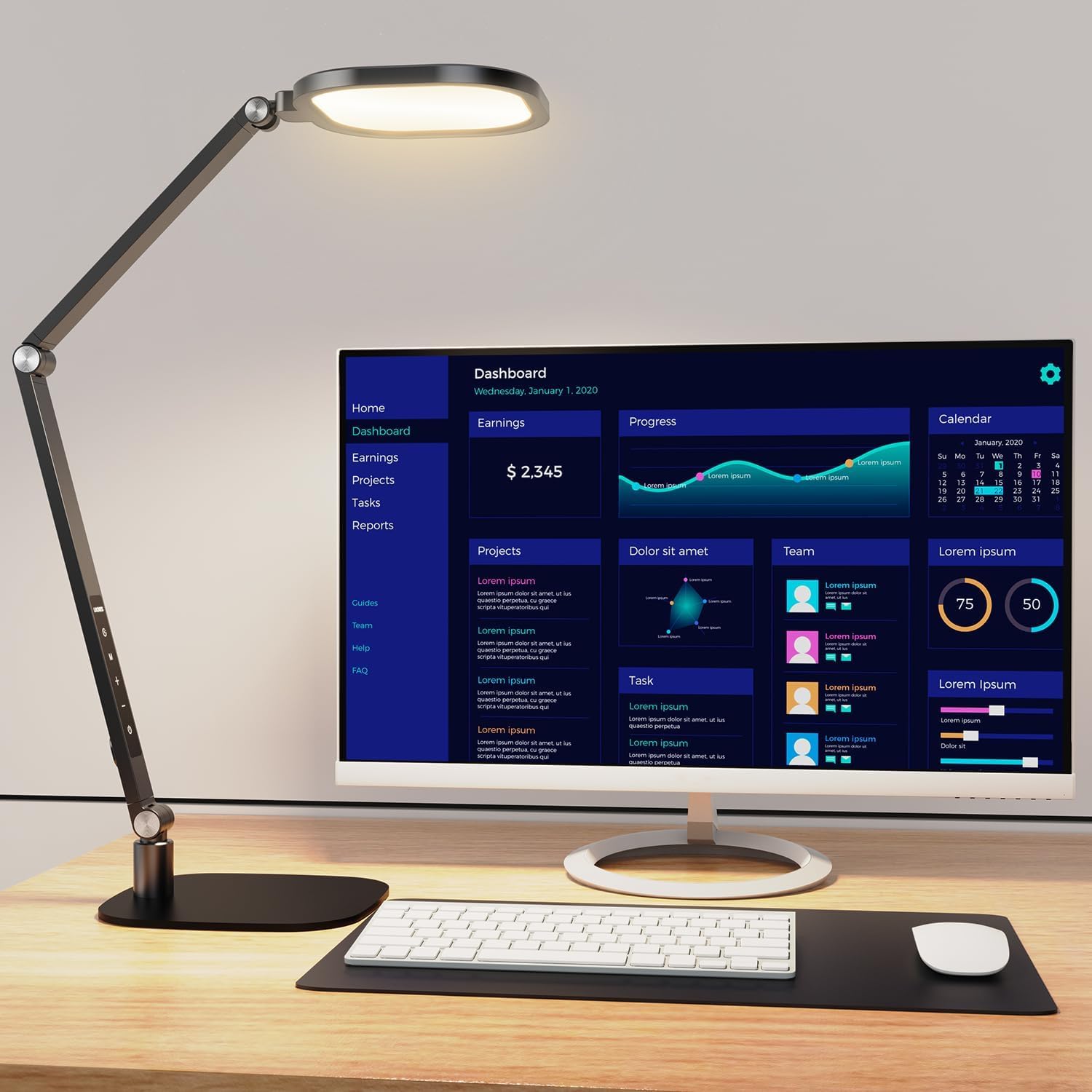 LitONES Dimmbare Led Schreibtischlampe, augenschonende Tageslichtlampen | Flimmerfreies Licht mit Timer & Memory, 30 Lichtmod. Flexibler Arm – ideal für Büro, Studium & Kreative[Energieklasse A]