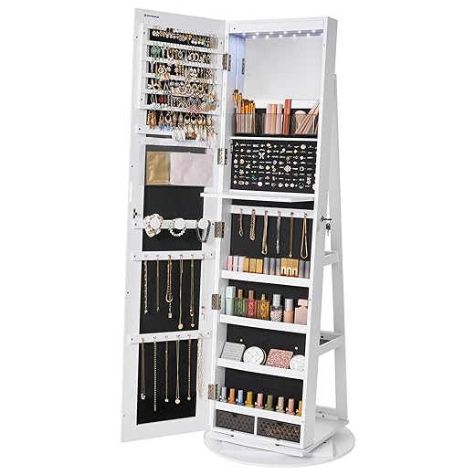Armoire à Bijoux avec Miroir sur Pieds SONGMICS JJC007W01