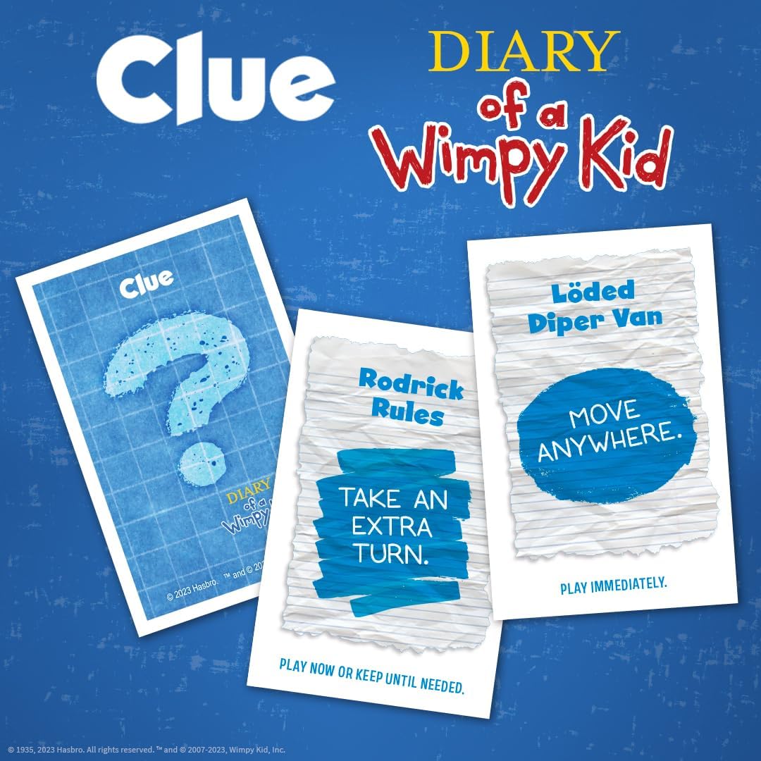 USAOPOLY CLUE: Diary of a Wimpy Kid | Solve The Mystery in This Officially-Licensed Collectible Clue Game Featuring Characters & Locations from The Popular Book Series Diary of a Wimpy Kid