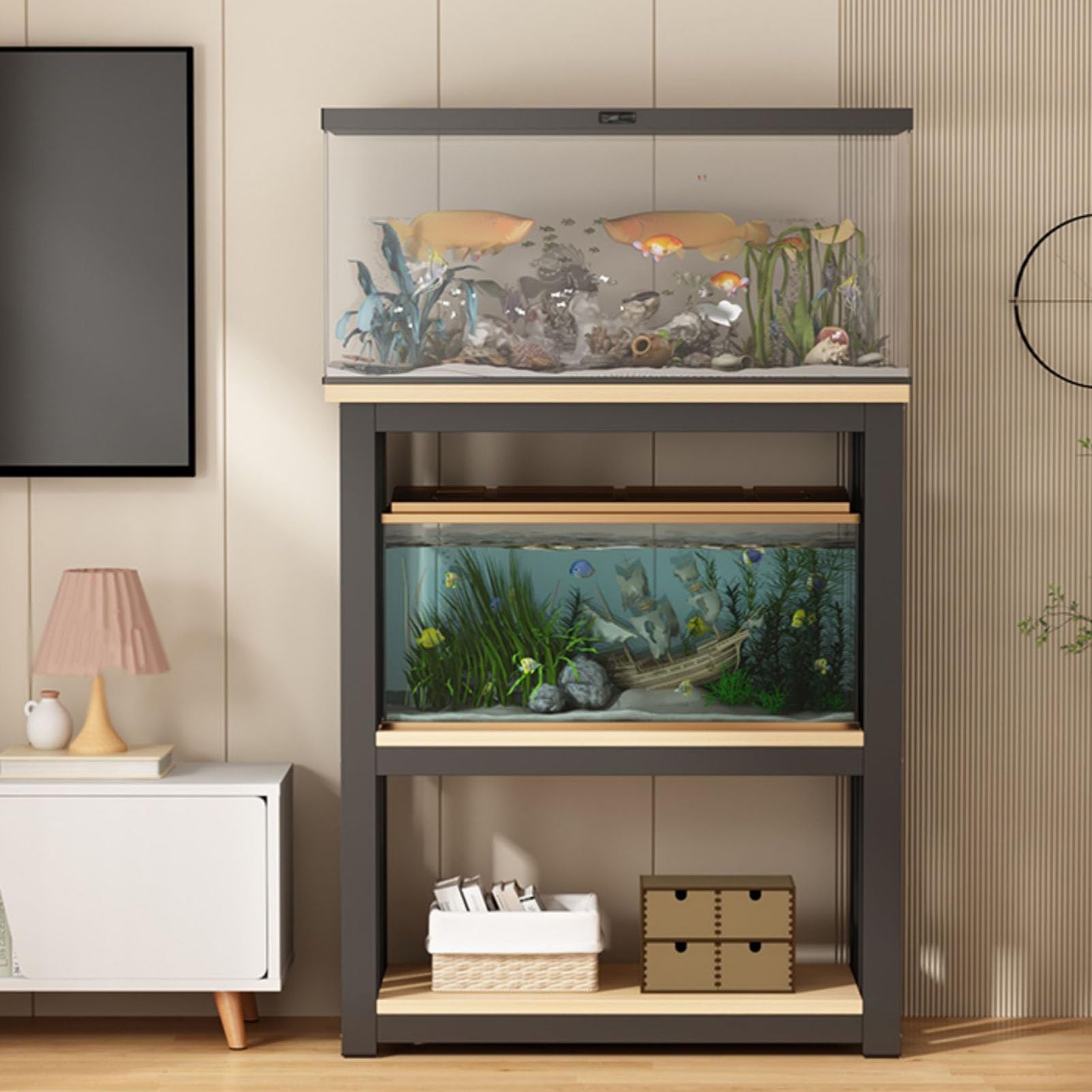 Table à terrarium solide et meuble de rangement multifonctionnel