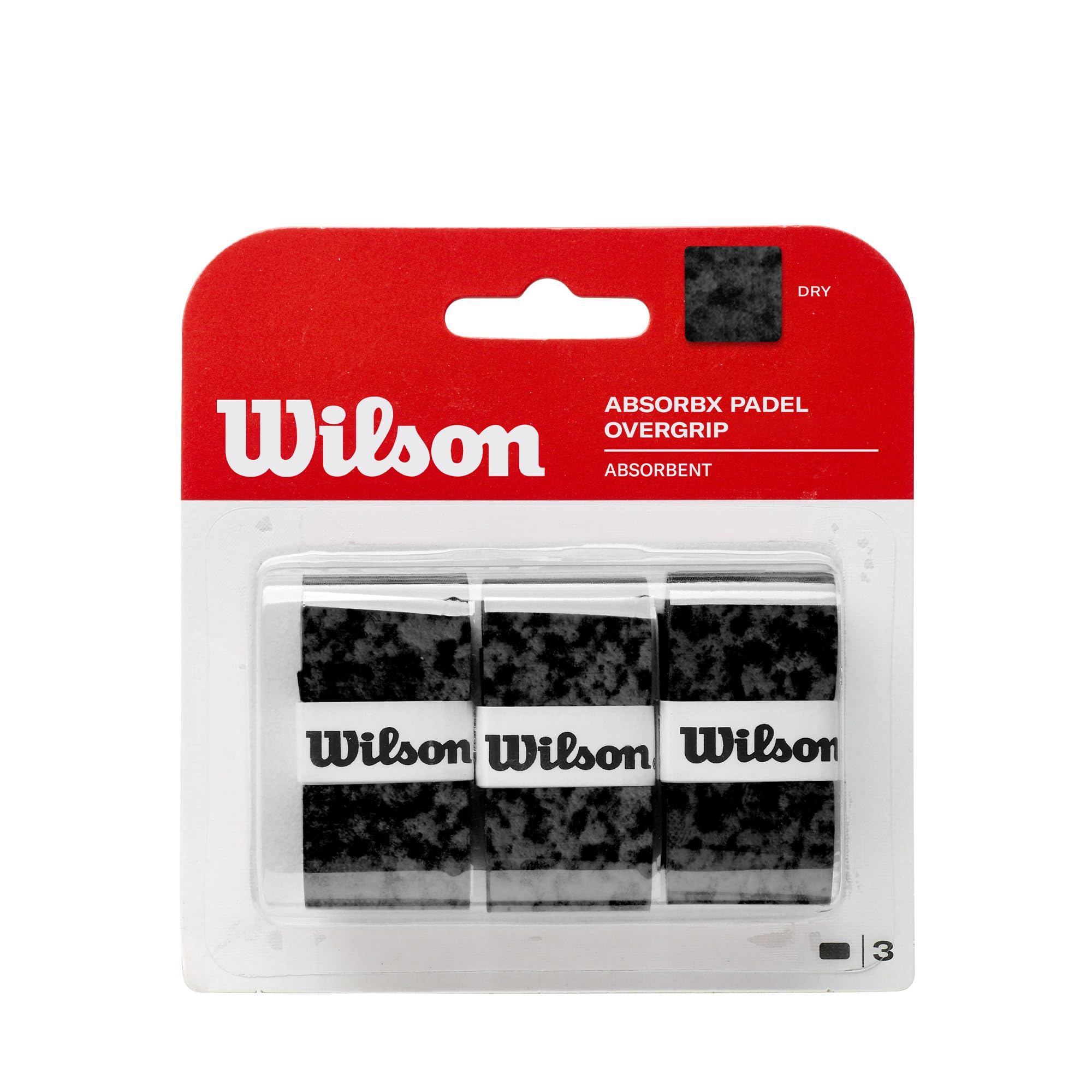 Wilson AbsorbX Padel Overgrip, 3-Pack, Black