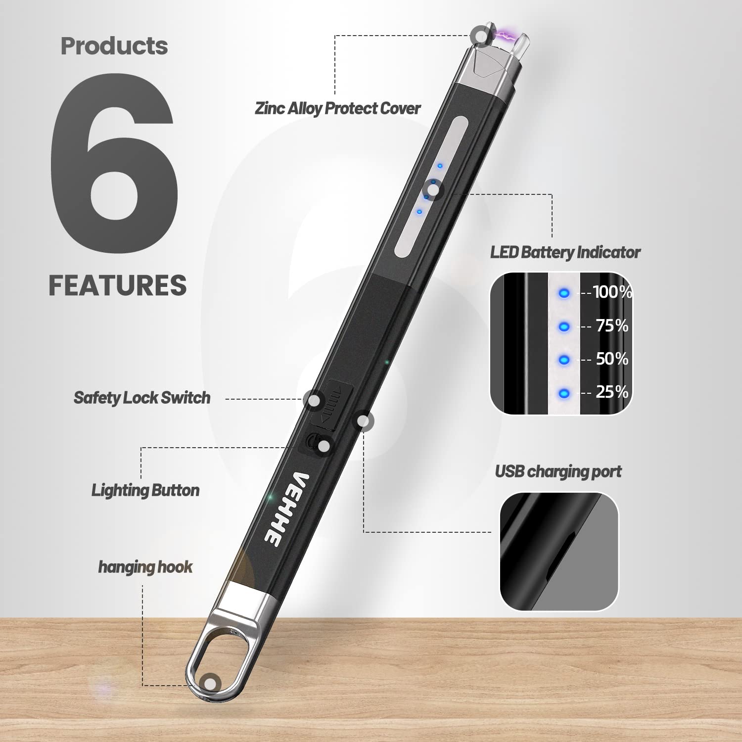 VEHHE Electric Lighter, Windproof & Flameless Candle