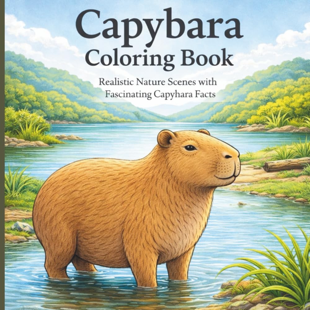 Capybaras of Rivers & Wetlands: Realistic Capybara Coloring Book with Natural Wildlife Scenes