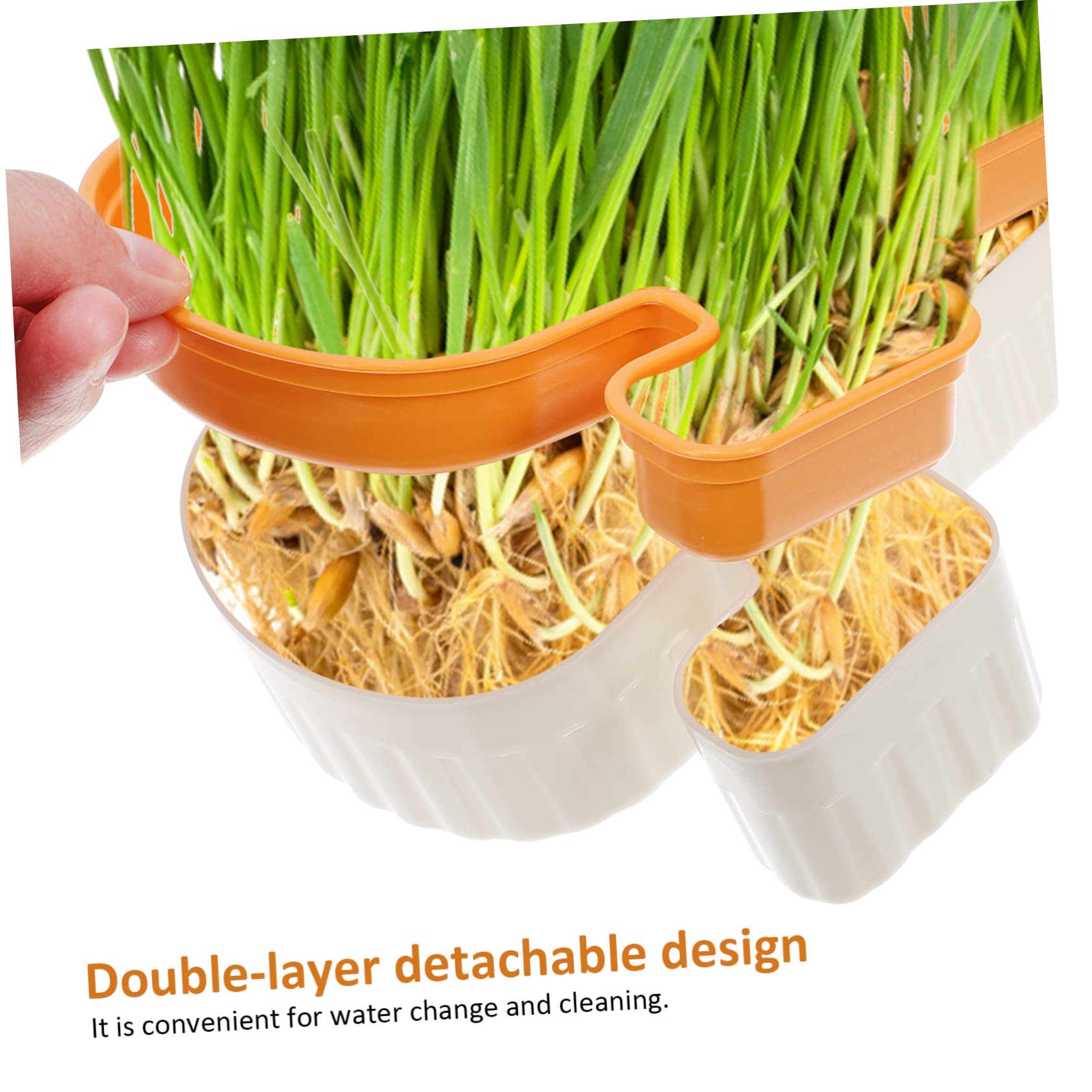 Happyyami Caja de Hierba para Gatos sin Tierra con Diseño de Doble Capa y Botella de Agua Transparente, Adecuado para Celebración Verano y Jardinería Interior